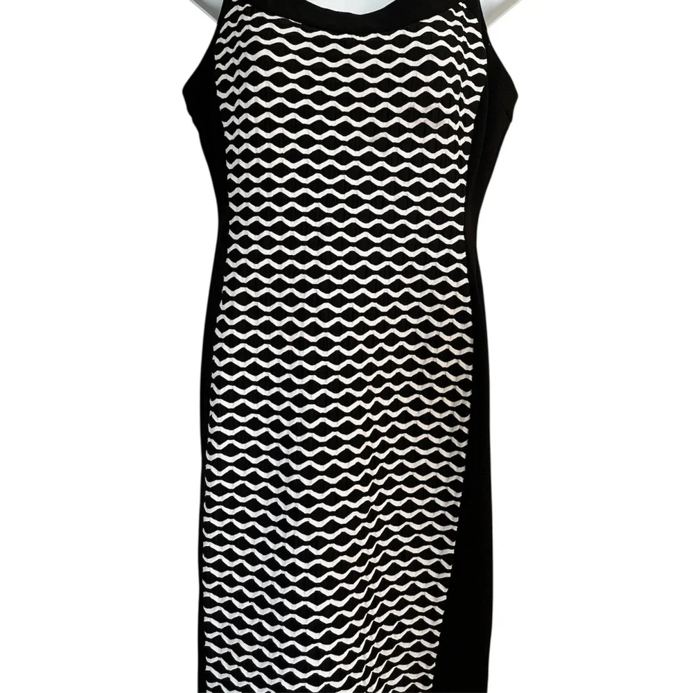 R&M Richards | Black and White Sleeveless Bodycon Dress | Knee Length - Picture 2 of 3